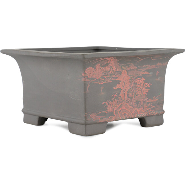 Maceta para bonsái cuadrada sin esmaltar de Tosui - 185 x 185 x 105 mm