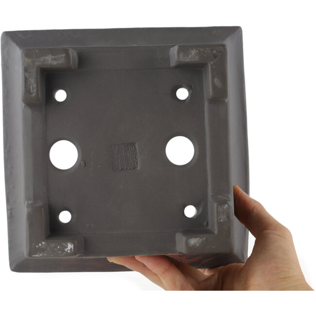 Vierkante ongeglazuurde bonsaipot van Tosui - 185 x 185 x 105 mm