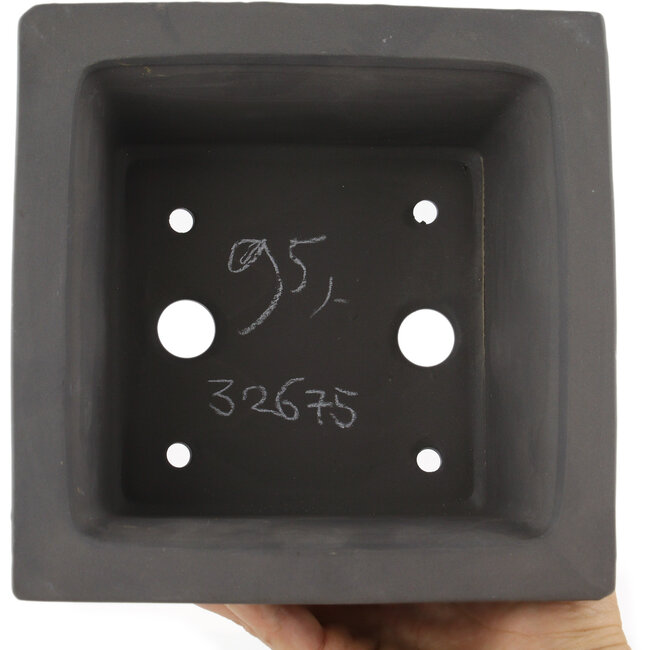 Maceta para bonsái cuadrada sin esmaltar de Tosui - 185 x 185 x 105 mm