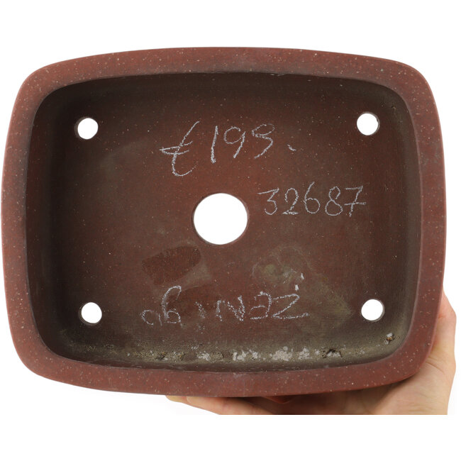 Pot à bonsaï rectangulaire non vernissé par Zenigo - 250 x 195 x 70 mm