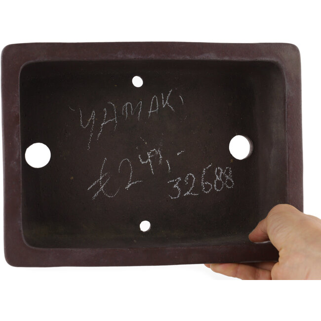 Rectangular unglazed bonsai pot by Yamaaki - 250 x 180 x 75 mm