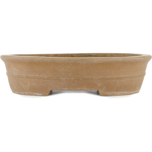 Oval unglazed bonsai pot by Keizan - 270 x 215 x 60 mm