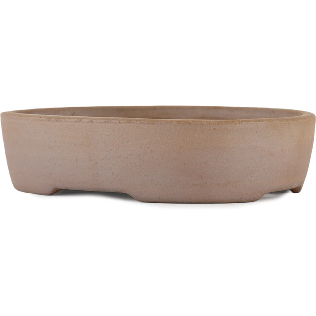 Oval unglazed bonsai pot by Terahata Satomi Mazan - 225 x 175 x 55 mm