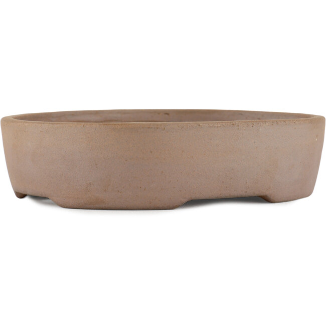 Pot à bonsaï ovale non émaillé par Terahata Satomi Mazan - 225 x 175 x 55 mm