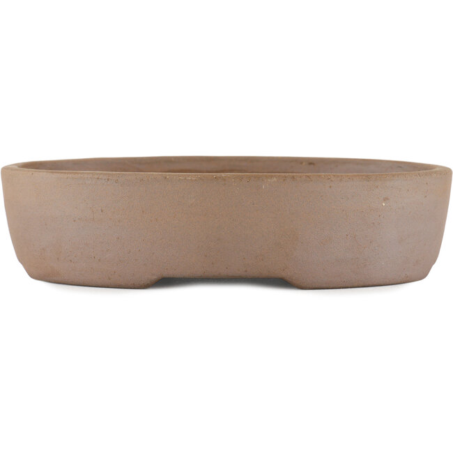 Oval unglazed bonsai pot by Terahata Satomi Mazan - 225 x 175 x 55 mm