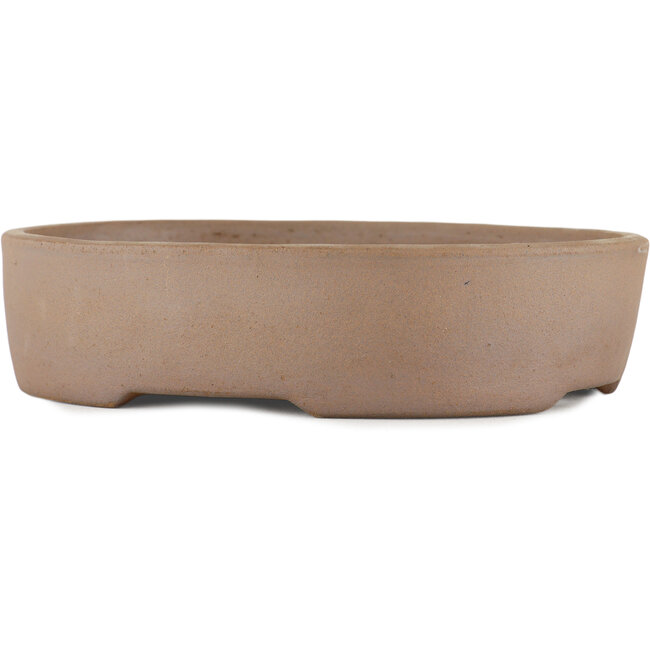 Oval unglazed bonsai pot by Terahata Satomi Mazan - 225 x 175 x 55 mm