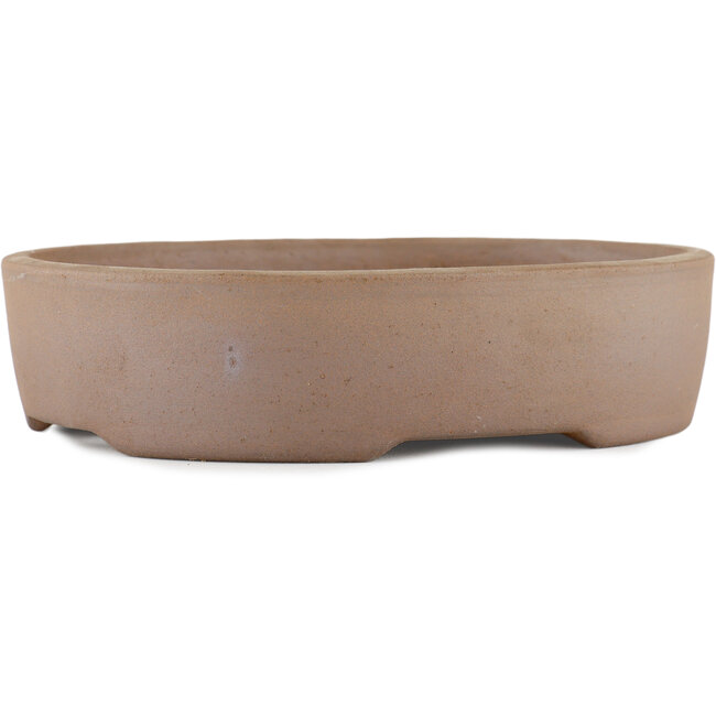Maceta ovalada para bonsái sin esmaltar de Terahata Satomi Mazan - 225 x 175 x 55 mm