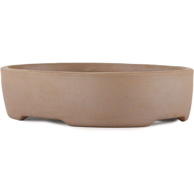Maceta ovalada para bonsái sin esmaltar de Terahata Satomi Mazan - 225 x 175 x 55 mm