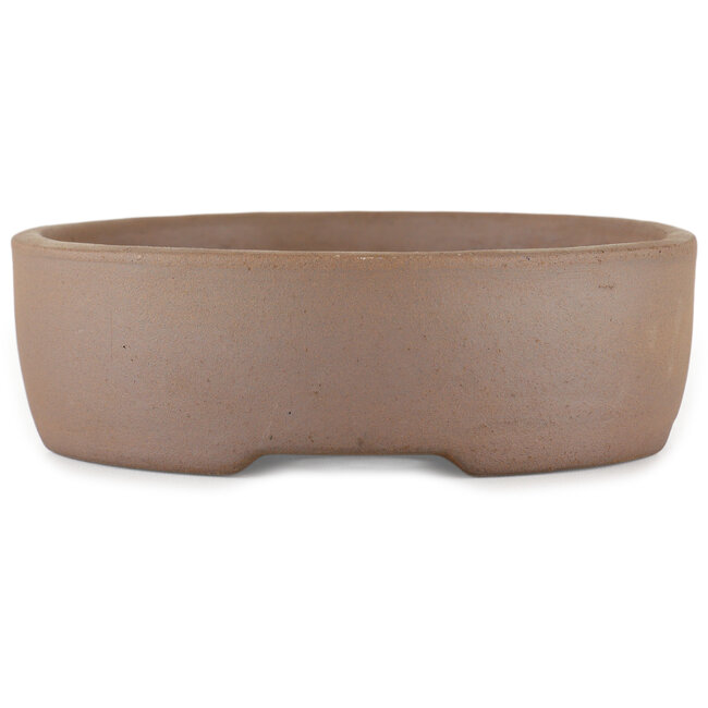 Oval unglazed bonsai pot by Terahata Satomi Mazan - 225 x 175 x 55 mm