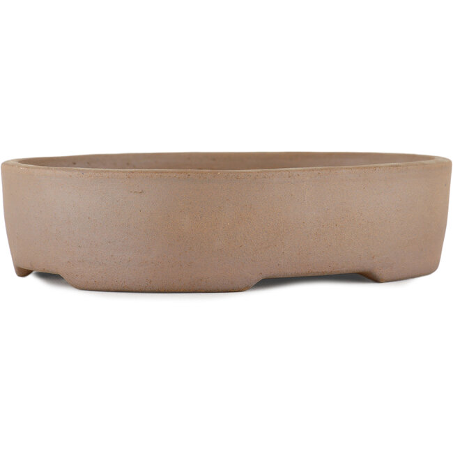 Oval unglazed bonsai pot by Terahata Satomi Mazan - 225 x 175 x 55 mm