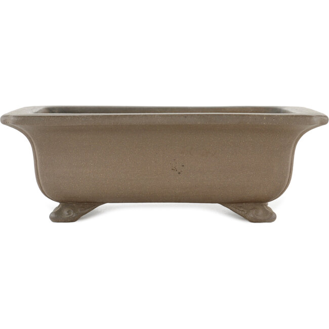 Rectangular unglazed bonsai pot by Gyouzan - 260 x 200 x 85 mm