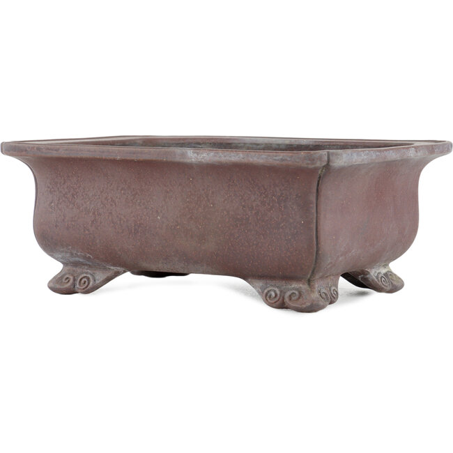 Rechthoekige ongeglazuurde bonsaipot van Keizan - 230 x 170 x 90 mm