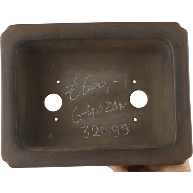 Pot à bonsaï rectangulaire non vernissé par Gyouzan - 260 x 200 x 85 mm