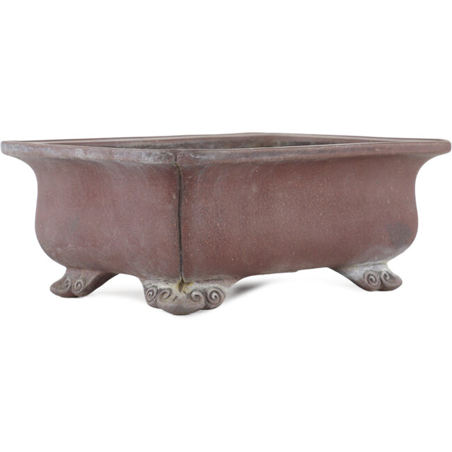 Rechthoekige ongeglazuurde bonsaipot van Keizan - 230 x 170 x 90 mm