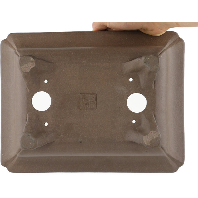 Maceta rectangular para bonsái sin esmaltar de Gyouzan - 260 x 200 x 85 mm