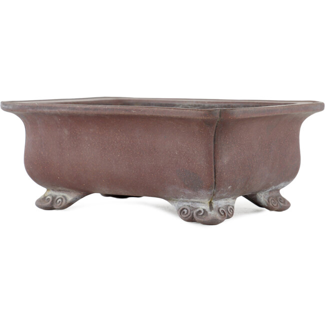 Rechthoekige ongeglazuurde bonsaipot van Keizan - 230 x 170 x 90 mm