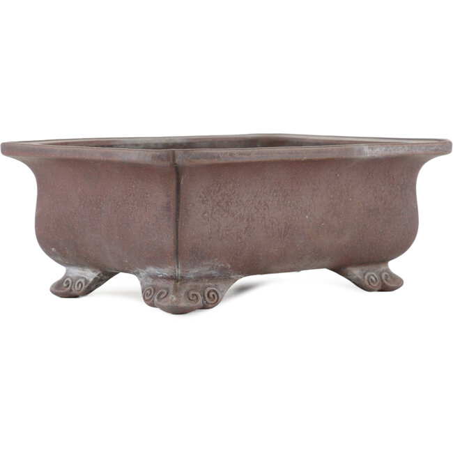 Maceta rectangular para bonsái sin esmaltar de Keizan - 230 x 170 x 90 mm