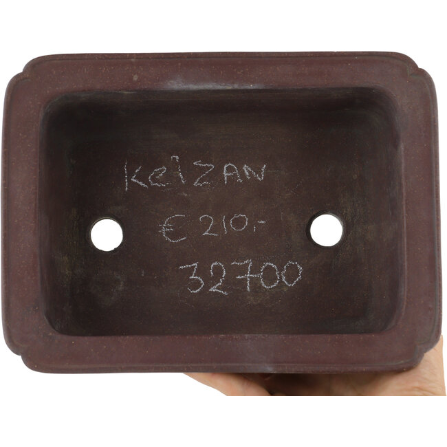 Maceta rectangular para bonsái sin esmaltar de Keizan - 230 x 170 x 90 mm