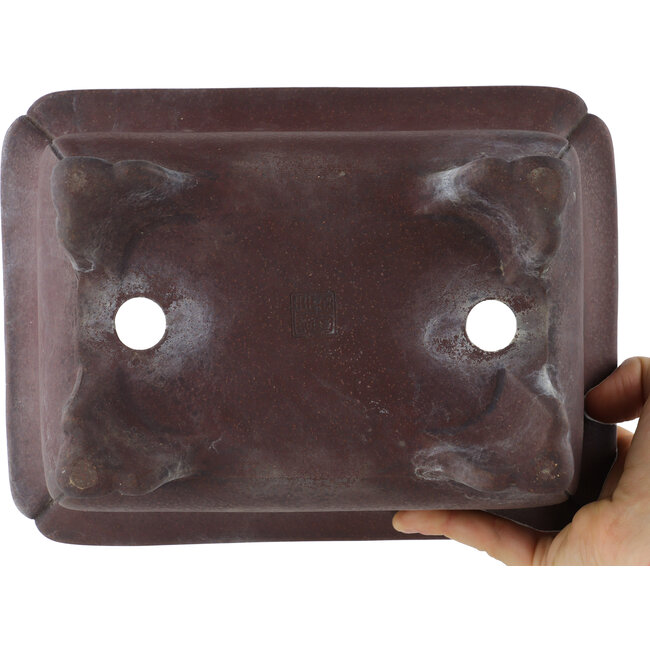 Maceta rectangular para bonsái sin esmaltar de Keizan - 230 x 170 x 90 mm