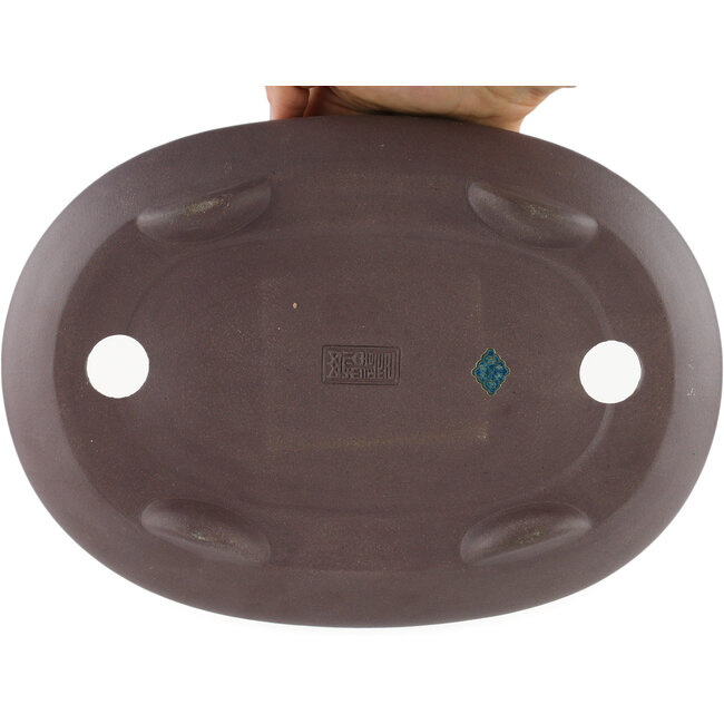 Pot à bonsaï ovale non émaillé par Yamaaki - 295 x 210 x 60 mm