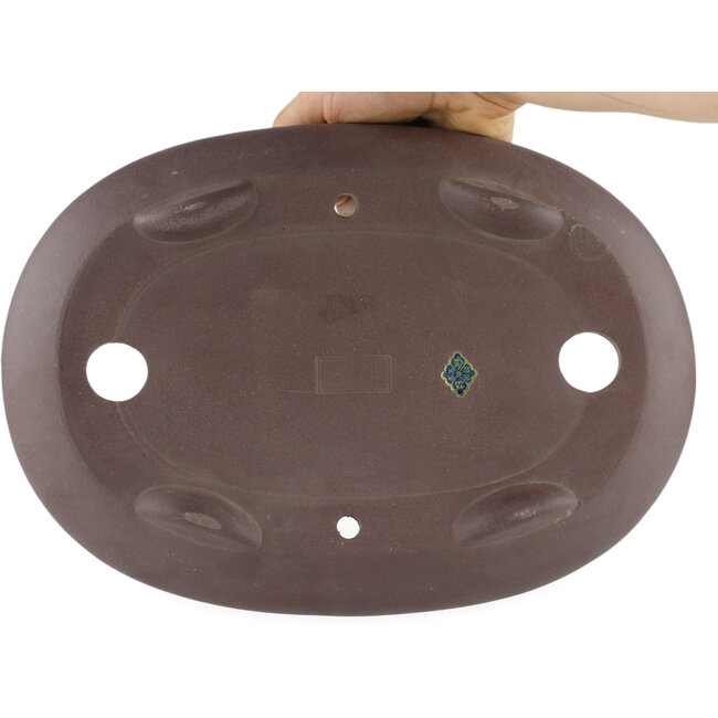 Pot à bonsaï ovale non émaillé par Yamaaki - 295 x 210 x 60 mm