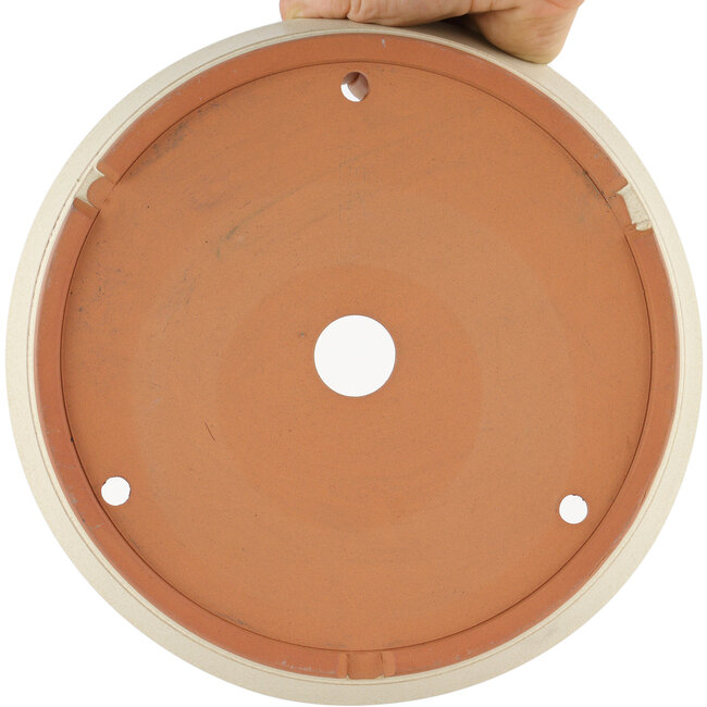Round off-white bonsai pot by Shoko - 250 x 250 x 45 mm