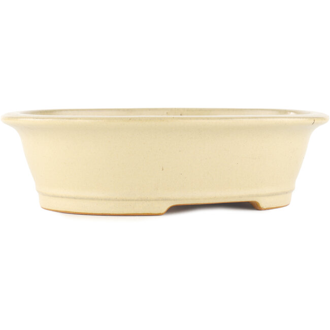 Oval off-white bonsai pot by Reiho - 290 x 245 x 80 mm