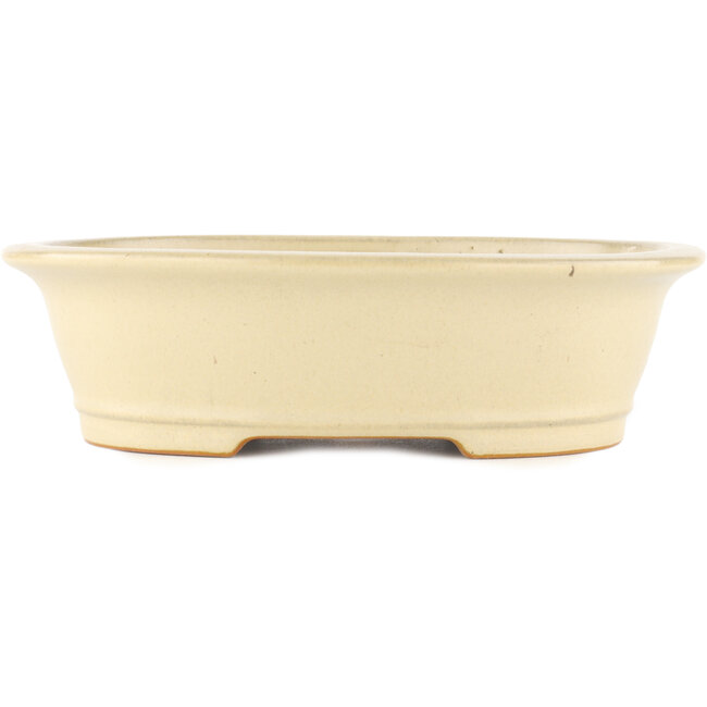 Oval off-white bonsai pot by Reiho - 290 x 245 x 80 mm