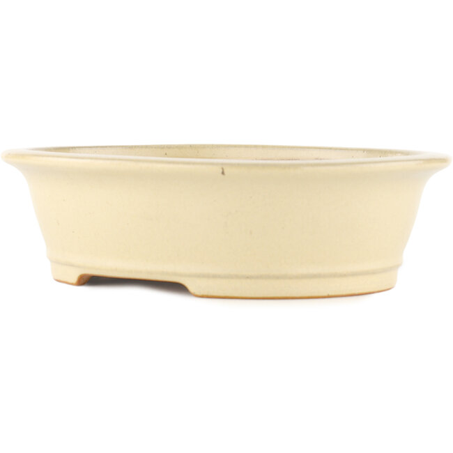 Pot à bonsaï ovale blanc cassé par Reiho - 290 x 245 x 80 mm