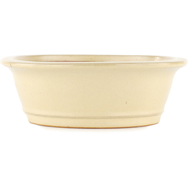 Oval off-white bonsai pot by Reiho - 290 x 245 x 80 mm