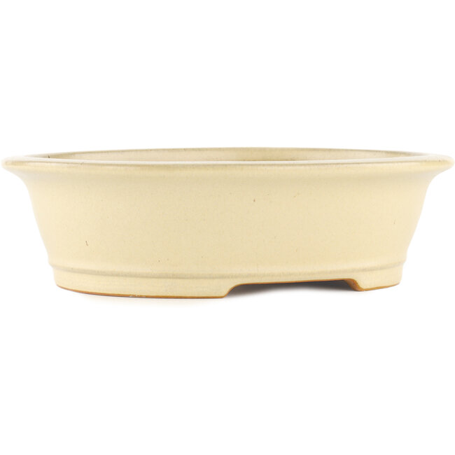 Pot à bonsaï ovale blanc cassé par Reiho - 290 x 245 x 80 mm