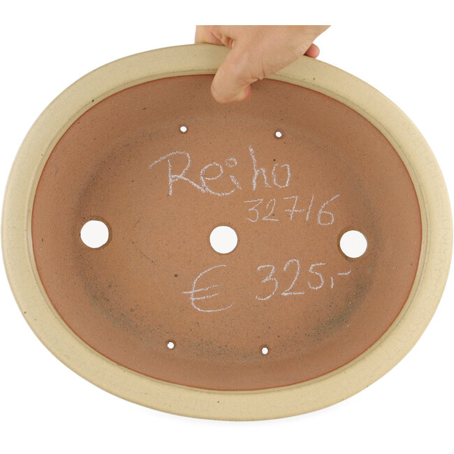 Vaso bonsai ovale bianco sporco di Reiho - 290 x 245 x 80 mm