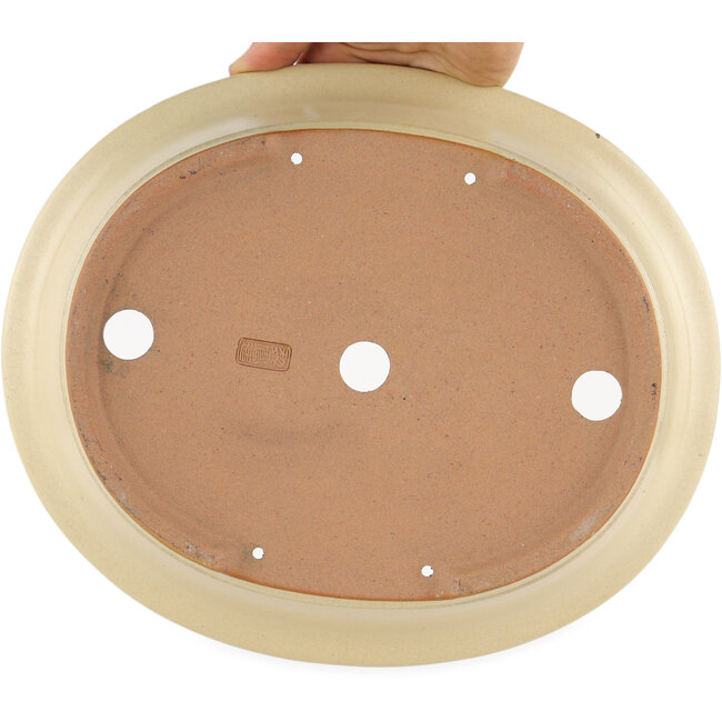 Ovaler cremeweißer Bonsai-Topf von Reiho - 290 x 245 x 80 mm