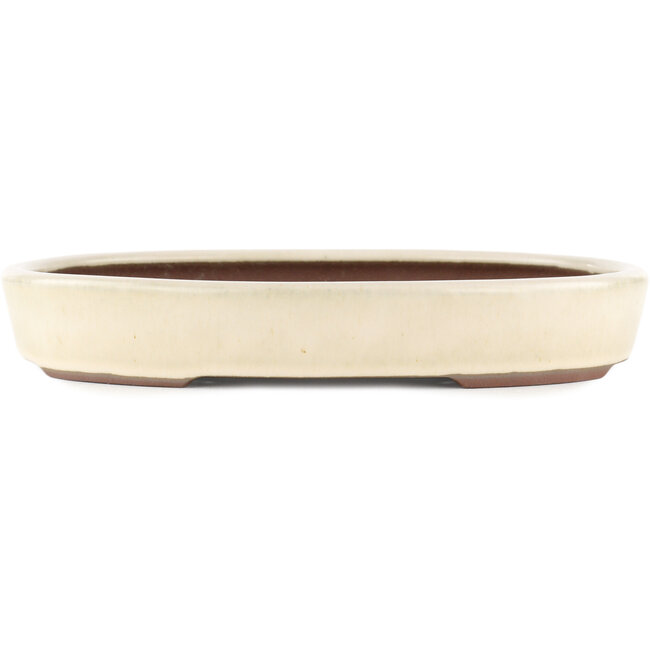 Pot à bonsaï ovale blanc cassé par Yamaaki - 285 x 225 x 45 mm