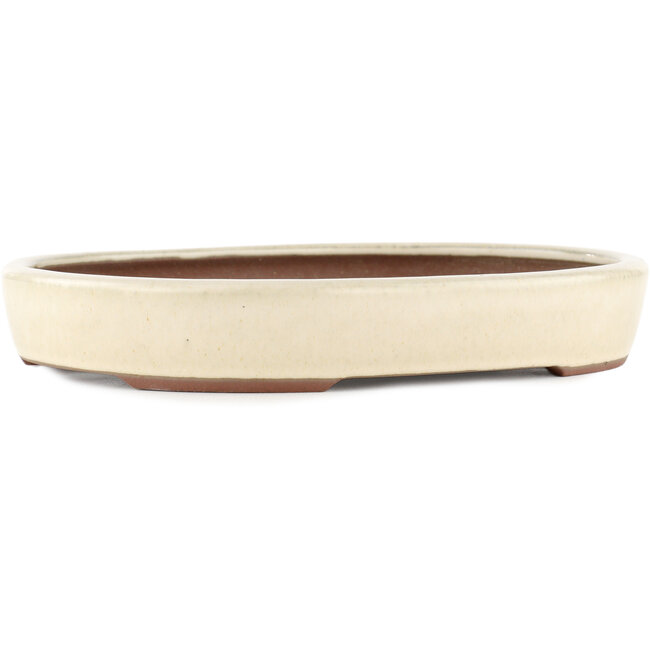 Pot à bonsaï ovale blanc cassé par Yamaaki - 285 x 225 x 45 mm