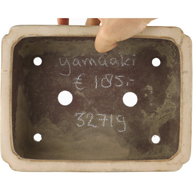 Maceta rectangular para bonsái blanco roto de Yamaaki - 240 x 185 x 85 mm