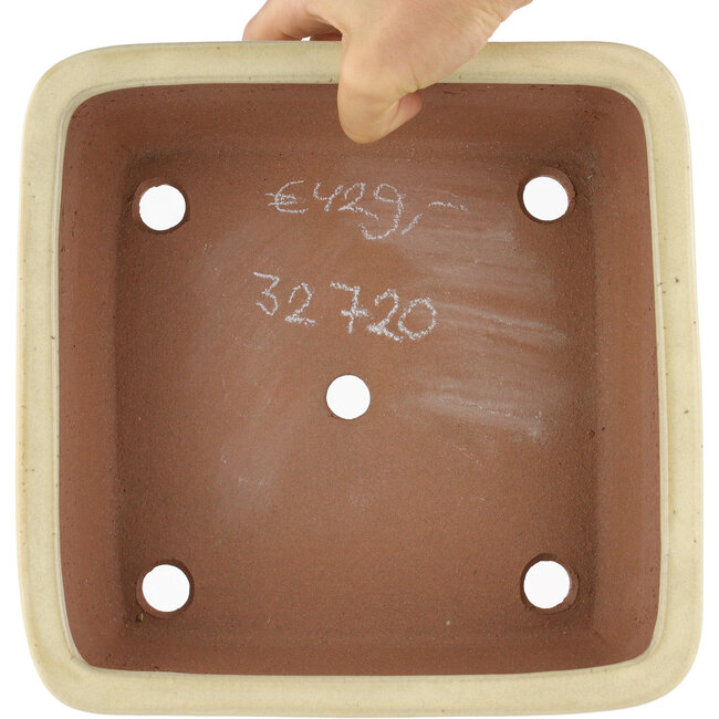 Pot à bonsaï carré blanc cassé par Yamafusa - 240 x 240 x 90 mm