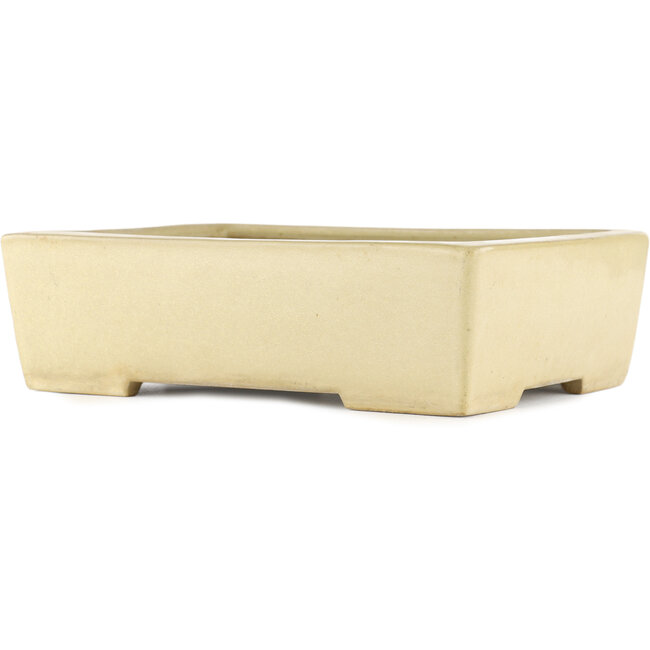 Rechteckiger cremeweißer Bonsaitopf von Yamafusa - 275 x 210 x 80 mm