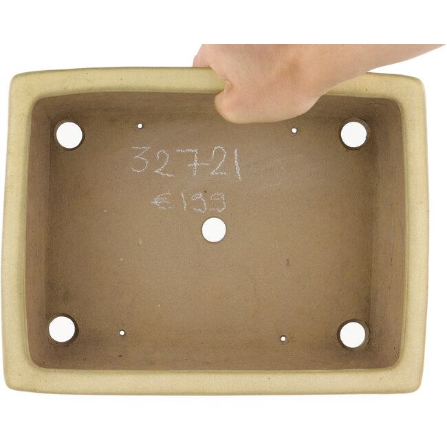 Rechteckiger cremeweißer Bonsaitopf von Yamafusa - 275 x 210 x 80 mm