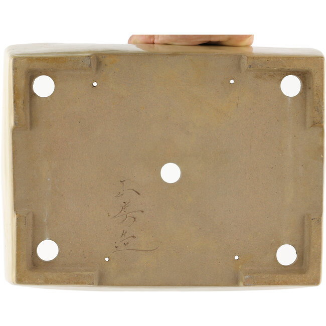 Vaso bonsai rettangolare bianco sporco di Yamafusa - 275 x 210 x 80 mm