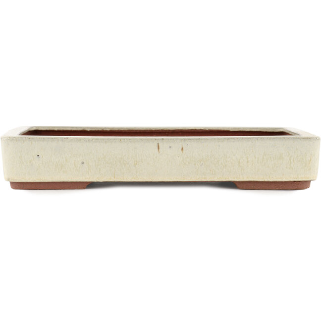 Rechthoekige gebroken witte bonsaipot van Eime Yozan - 310 x 215 x 55 mm