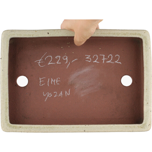 Vaso bonsai rettangolare bianco sporco di Eime Yozan - 310 x 215 x 55 mm