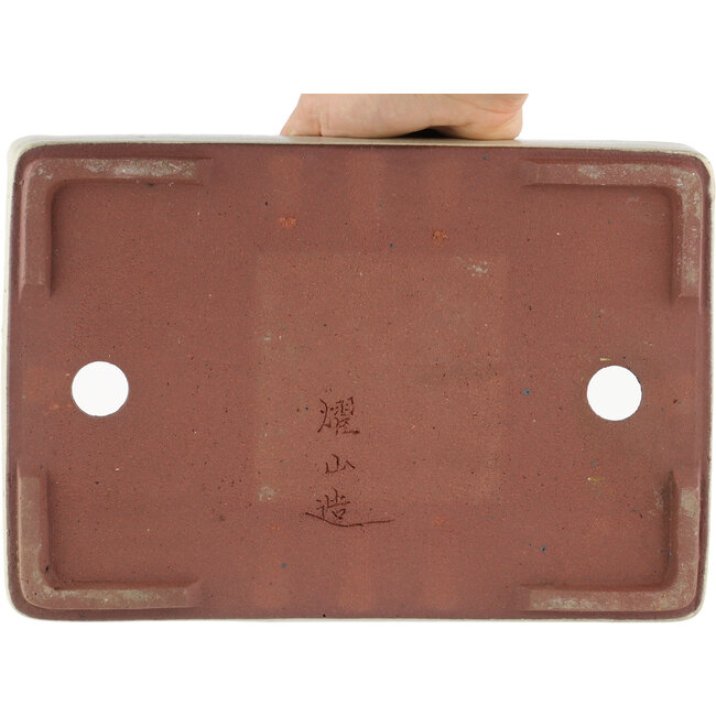 Rectangular off-white bonsai pot by Eime Yozan - 310 x 215 x 55 mm