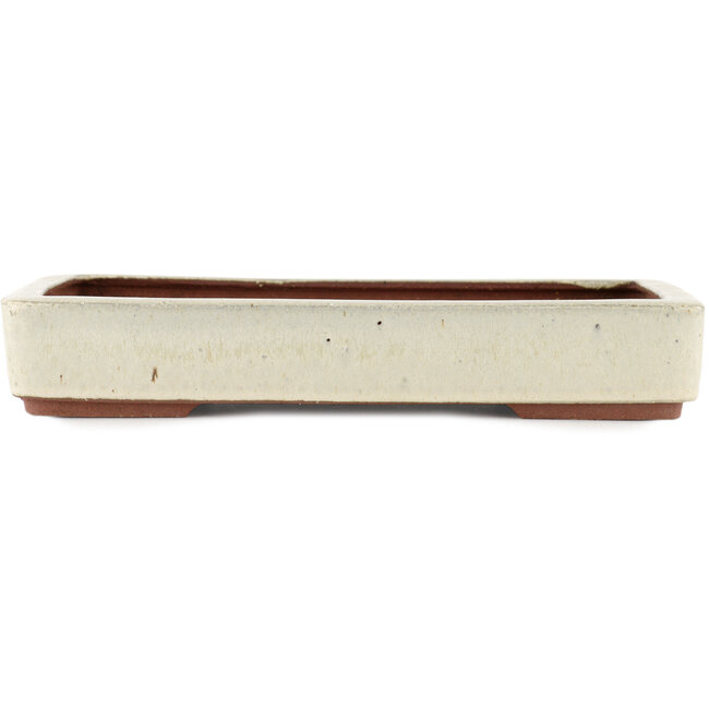 Rectangular off-white bonsai pot by Eime Yozan - 310 x 215 x 55 mm