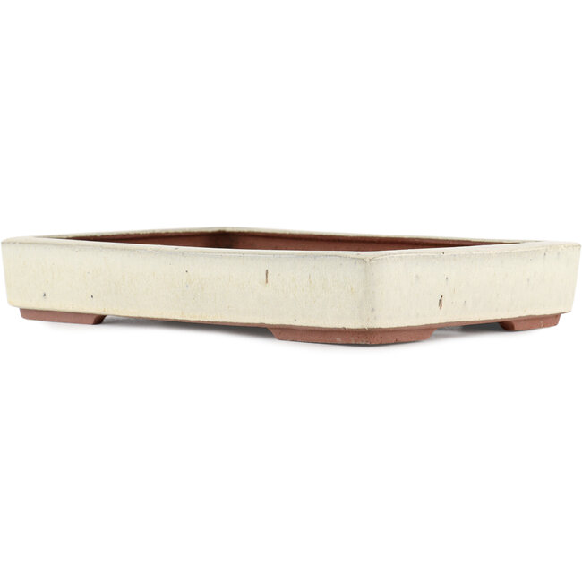Rectangular off-white bonsai pot by Eime Yozan - 310 x 215 x 55 mm