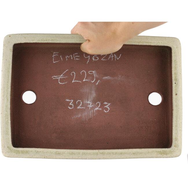 Pot à bonsaï rectangulaire blanc cassé par Eime Yozan - 310 x 215 x 55 mm