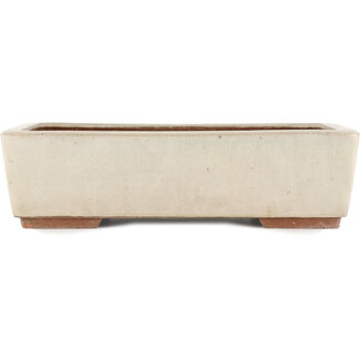 Eimei ( Yozan kiln) 335 mm  off-white bonsai pot by Eime Yozan, Tokoname, Japan