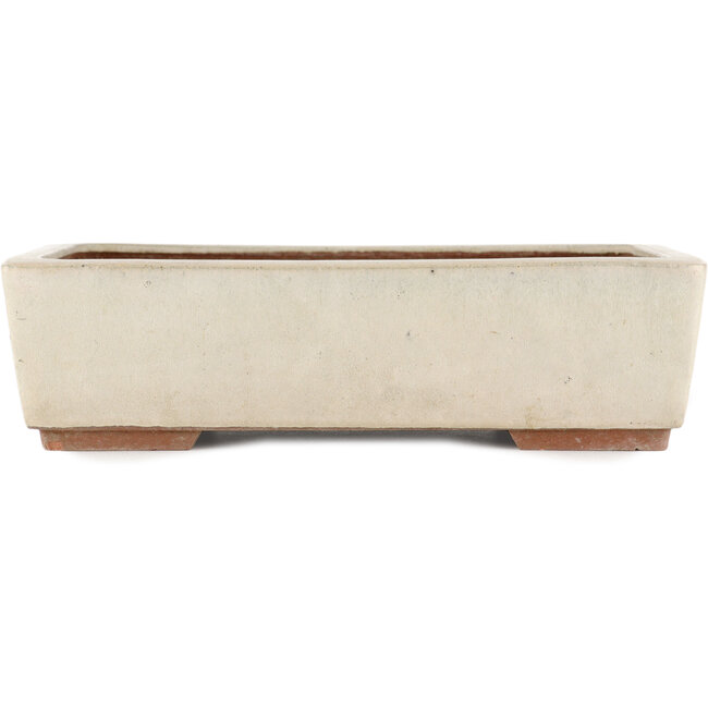 Rectangular off-white bonsai pot by Eime Yozan - 335 x 250 x 90 mm