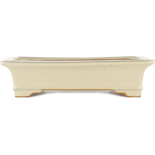 Rechteckiger cremeweißer Bonsaitopf von Reiho - 345 x 240 x 85 mm