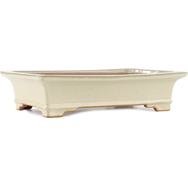 Maceta rectangular para bonsái blanco roto de Reiho - 345 x 240 x 85 mm